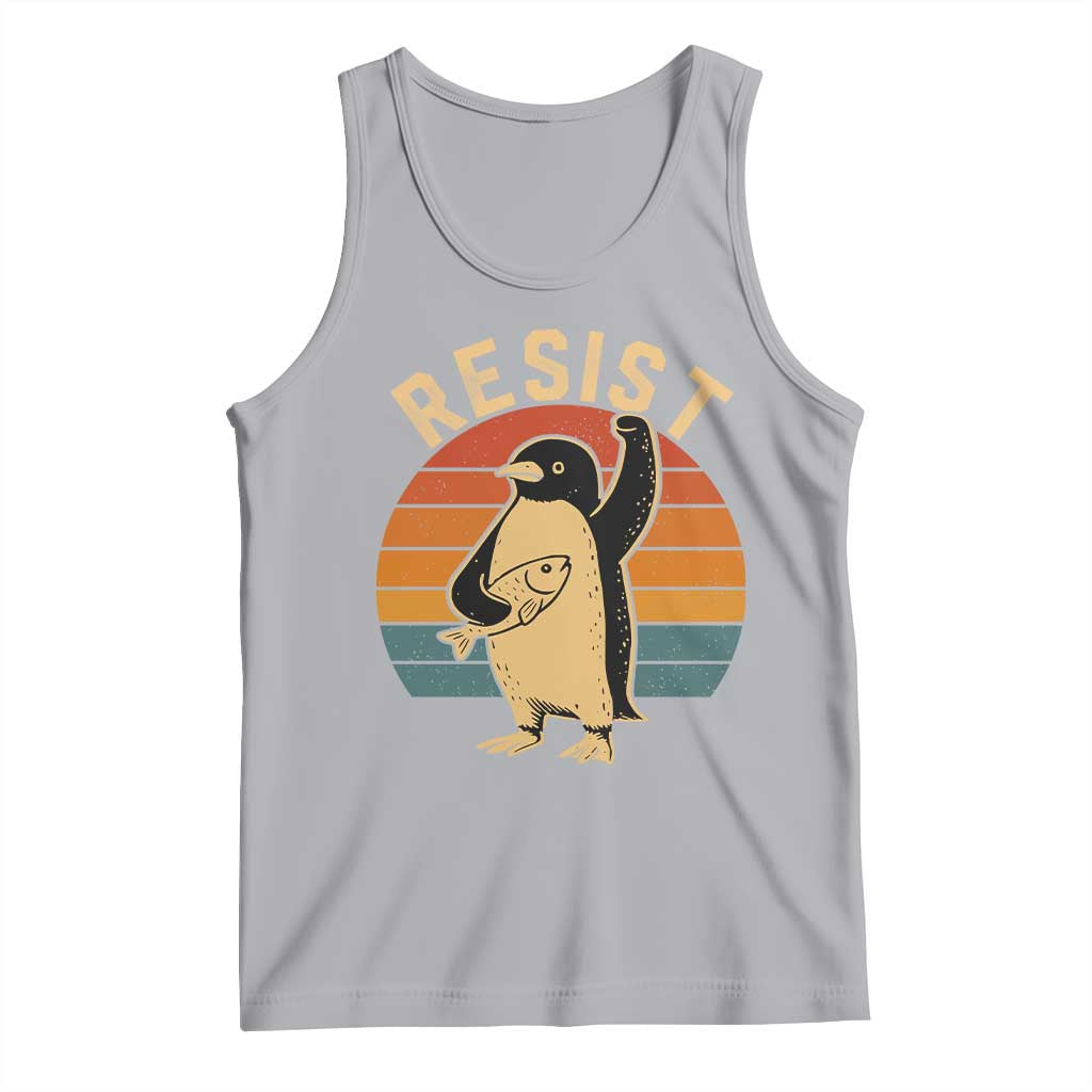 Funny Penguin Resist Tank Top Against Tariffs Retro Vintage TS02 Athletic Heather Print Your Wear