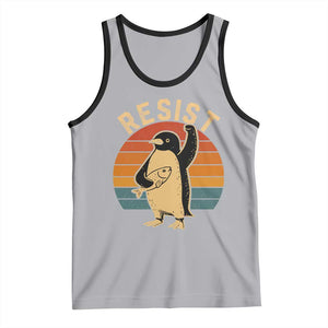 Funny Penguin Resist Tank Top Against Tariffs Retro Vintage TS02 Athletic Heather Black Print Your Wear