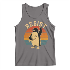 Funny Penguin Resist Tank Top Against Tariffs Retro Vintage TS02 Deep Heather Print Your Wear