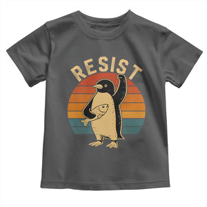 Funny Penguin Resist Toddler T Shirt Against Tariffs Retro Vintage TS02 Dark Heather Print Your Wear