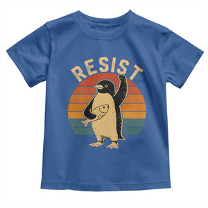 Funny Penguin Resist Toddler T Shirt Against Tariffs Retro Vintage TS02 Royal Blue Print Your Wear