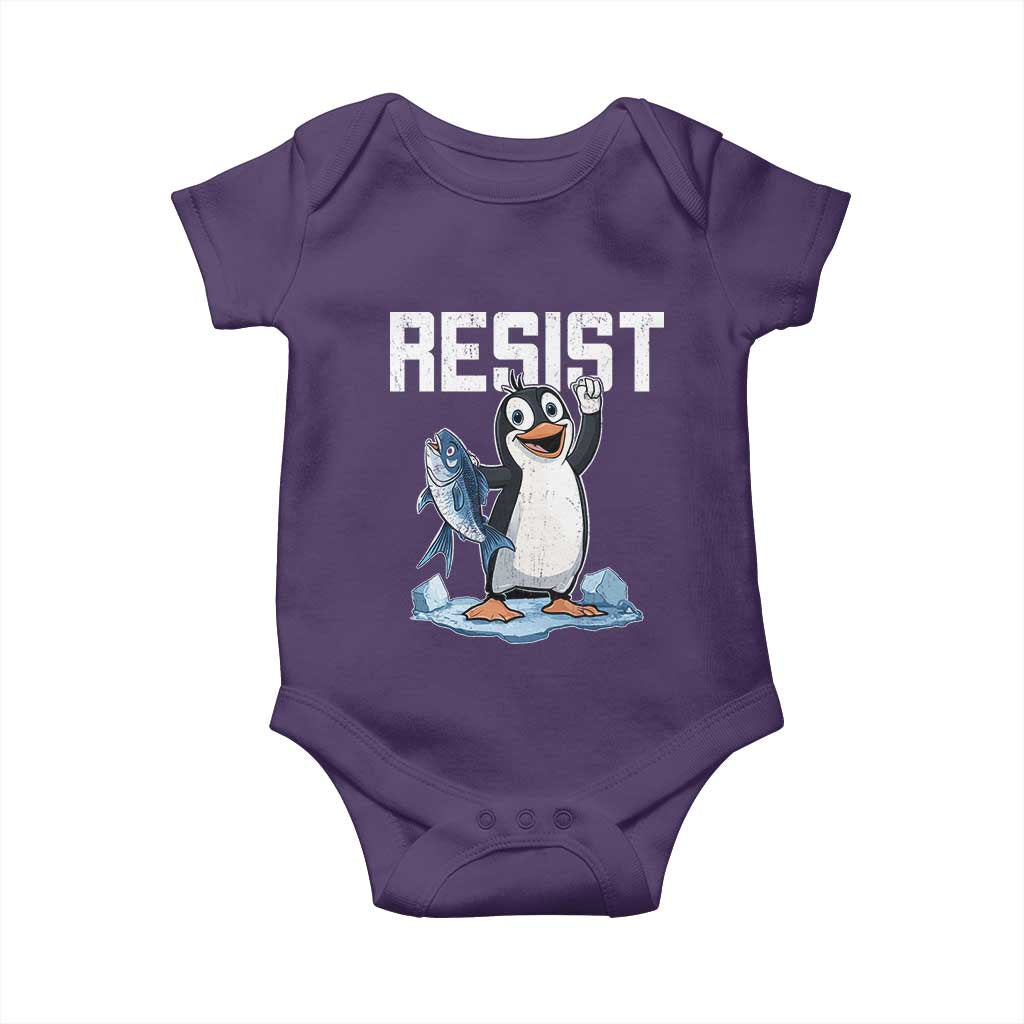 Funny Penguin Resist Baby Onesie Against Tariffs Protest TS02 Purple Print Your Wear