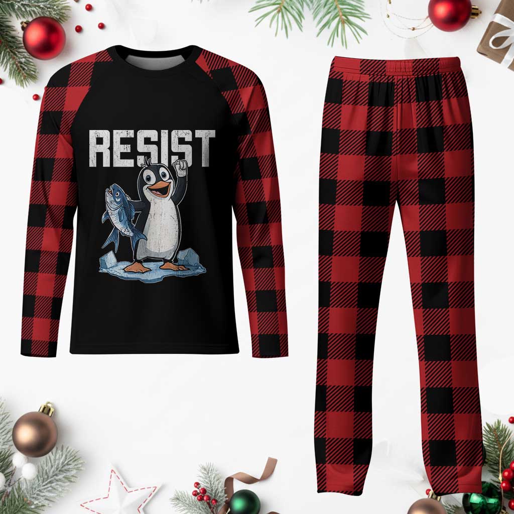 Funny Penguin Resist Plaid Pajama Set Against Tariffs Protest TS02 Buffalo Plaid Print Your Wear