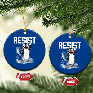Funny Penguin Resist Ceramic Ornament Against Tariffs Protest TS02 1pc Blue Print Your Wear