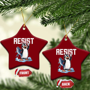 Funny Penguin Resist Ceramic Ornament Against Tariffs Protest TS02 Print Your Wear