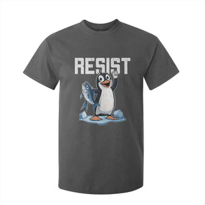 Funny Penguin Resist T Shirt For Kid Against Tariffs Protest TS02 Dark Heather Print Your Wear