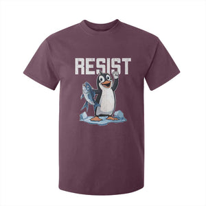 Funny Penguin Resist T Shirt For Kid Against Tariffs Protest TS02 Maroon Print Your Wear