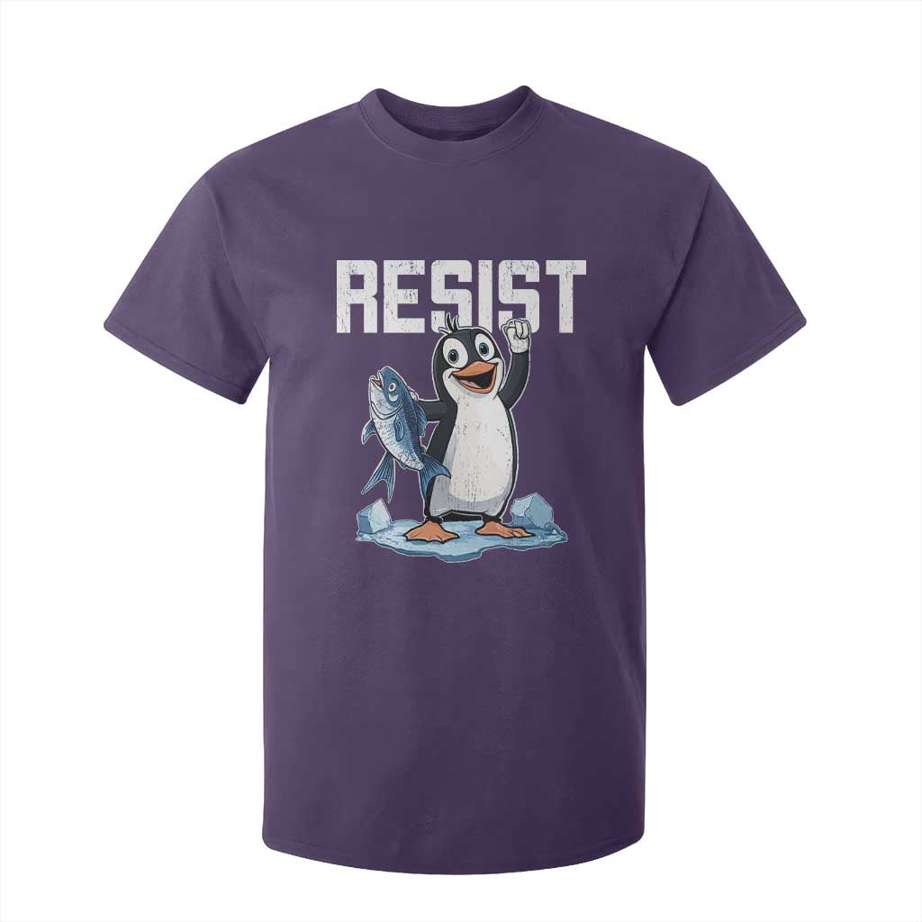 Funny Penguin Resist T Shirt For Kid Against Tariffs Protest TS02 Purple Print Your Wear
