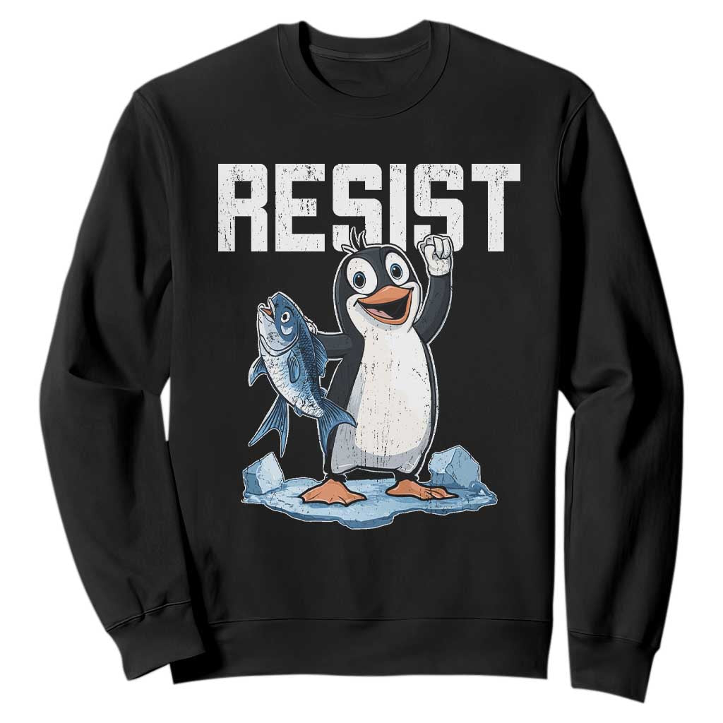Funny Penguin Resist Sweatshirt Against Tariffs Protest TS02 Black Print Your Wear