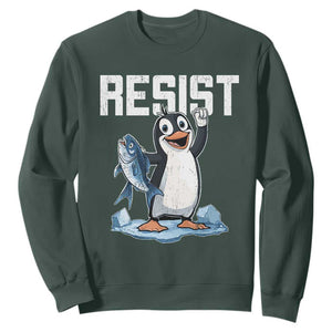 Funny Penguin Resist Sweatshirt Against Tariffs Protest TS02 Dark Forest Green Print Your Wear