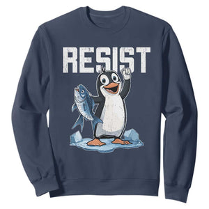 Funny Penguin Resist Sweatshirt Against Tariffs Protest TS02 Navy Print Your Wear