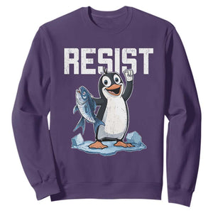 Funny Penguin Resist Sweatshirt Against Tariffs Protest TS02 Purple Print Your Wear