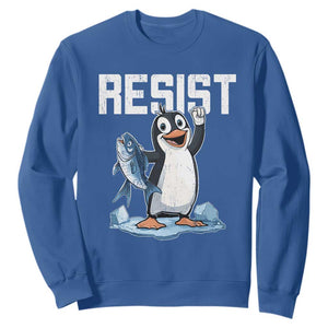 Funny Penguin Resist Sweatshirt Against Tariffs Protest TS02 Royal Blue Print Your Wear