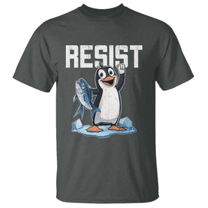Funny Penguin Resist T Shirt Against Tariffs Protest TS02 Dark Heather Print Your Wear