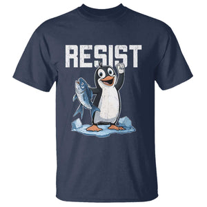 Funny Penguin Resist T Shirt Against Tariffs Protest TS02 Navy Print Your Wear