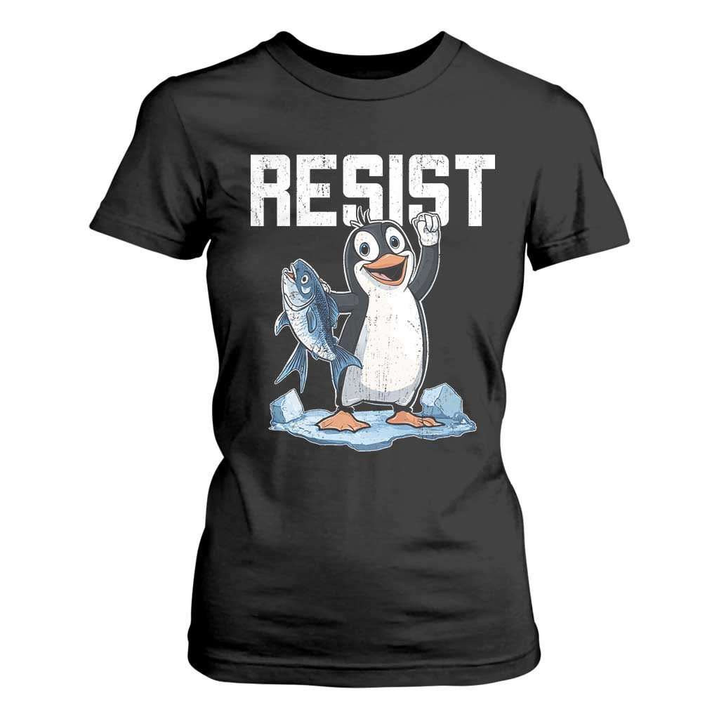 Funny Penguin Resist T Shirt For Women Against Tariffs Protest TS02 Black Print Your Wear