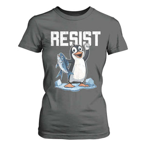 Funny Penguin Resist T Shirt For Women Against Tariffs Protest TS02 Dark Heather Print Your Wear