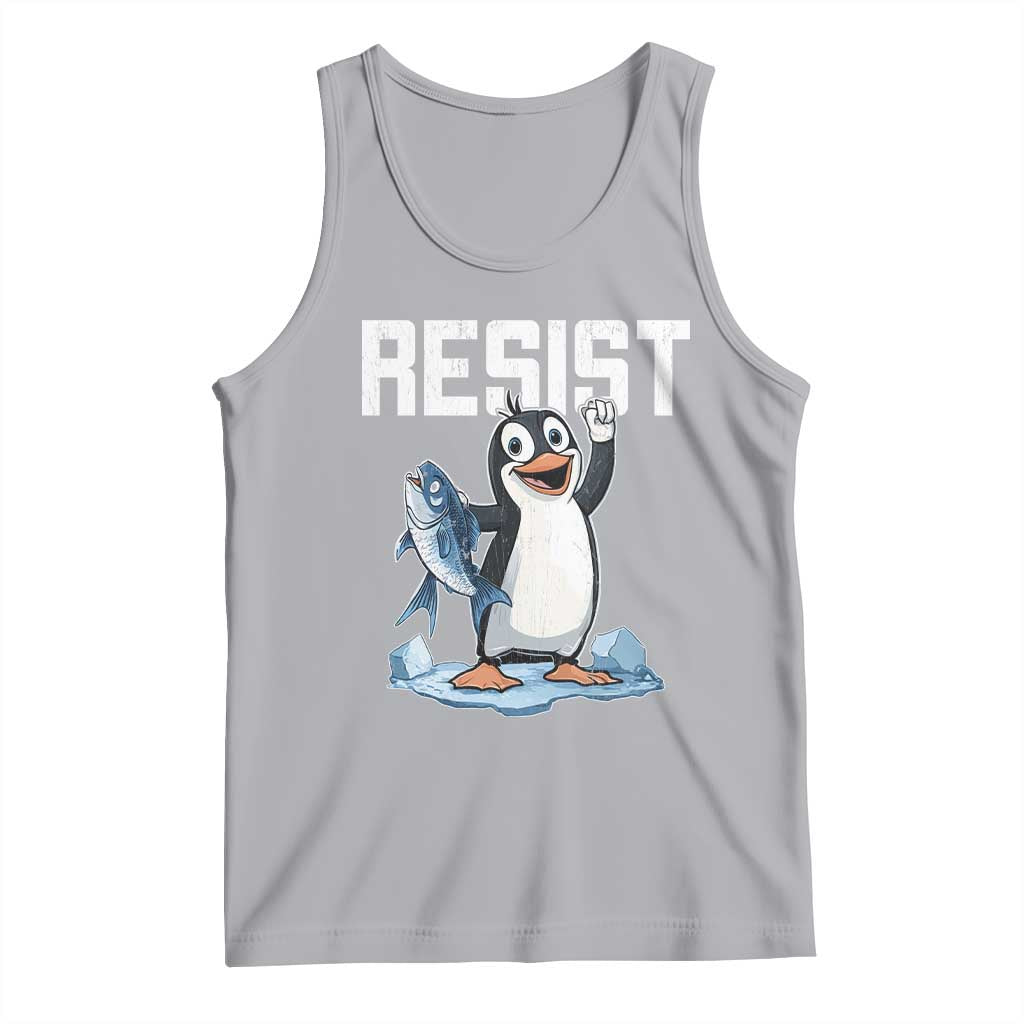 Funny Penguin Resist Tank Top Against Tariffs Protest TS02 Athletic Heather Print Your Wear