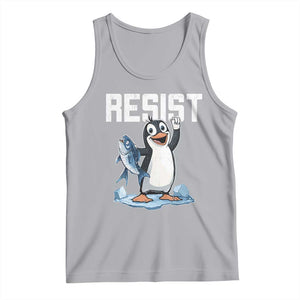 Funny Penguin Resist Tank Top Against Tariffs Protest TS02 Athletic Heather Print Your Wear