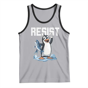 Funny Penguin Resist Tank Top Against Tariffs Protest TS02 Athletic Heather Black Print Your Wear