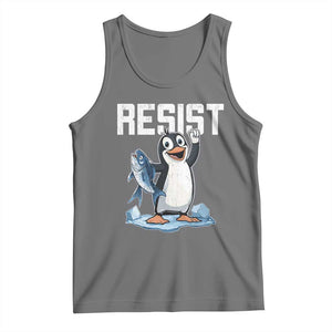 Funny Penguin Resist Tank Top Against Tariffs Protest TS02 Black Heather Print Your Wear