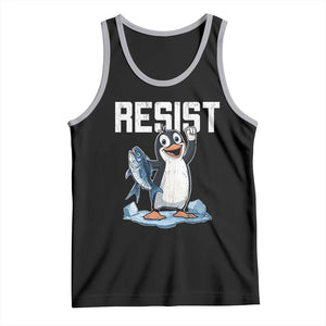 Funny Penguin Resist Tank Top Against Tariffs Protest TS02 Black Athletic Heather Print Your Wear