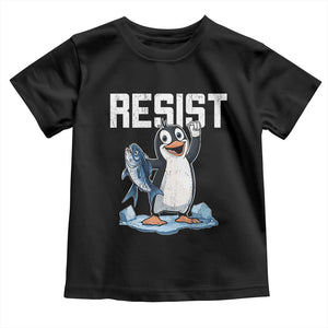 Funny Penguin Resist Toddler T Shirt Against Tariffs Protest TS02 Black Print Your Wear