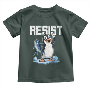 Funny Penguin Resist Toddler T Shirt Against Tariffs Protest TS02 Dark Forest Green Print Your Wear