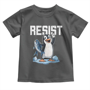 Funny Penguin Resist Toddler T Shirt Against Tariffs Protest TS02 Dark Heather Print Your Wear