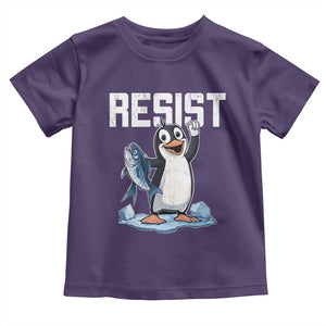 Funny Penguin Resist Toddler T Shirt Against Tariffs Protest TS02 Purple Print Your Wear