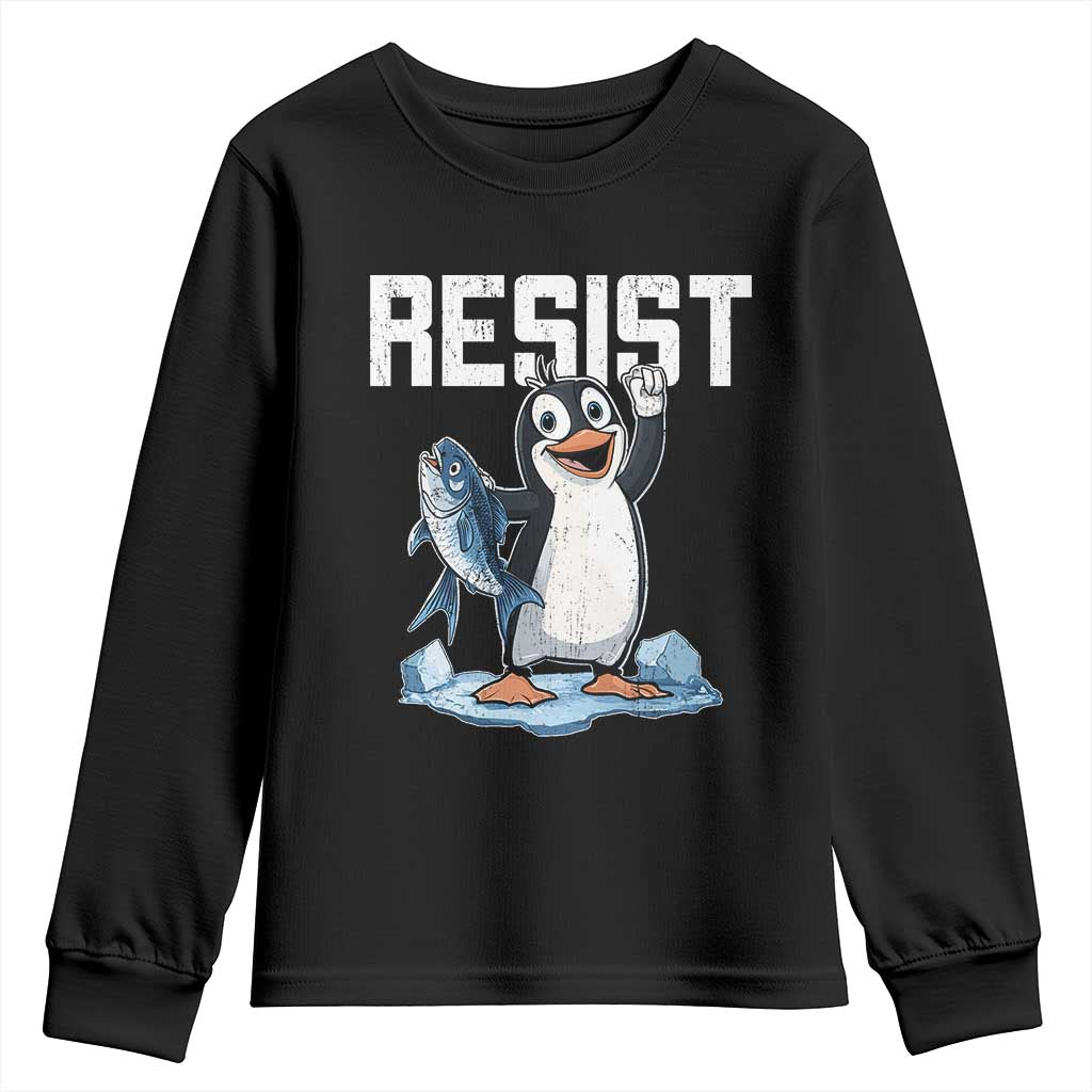 Funny Penguin Resist Youth Sweatshirt Against Tariffs Protest TS02 Black Print Your Wear