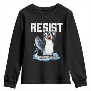 Funny Penguin Resist Youth Sweatshirt Against Tariffs Protest TS02 Black Print Your Wear