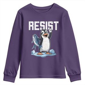 Funny Penguin Resist Youth Sweatshirt Against Tariffs Protest TS02 Purple Print Your Wear