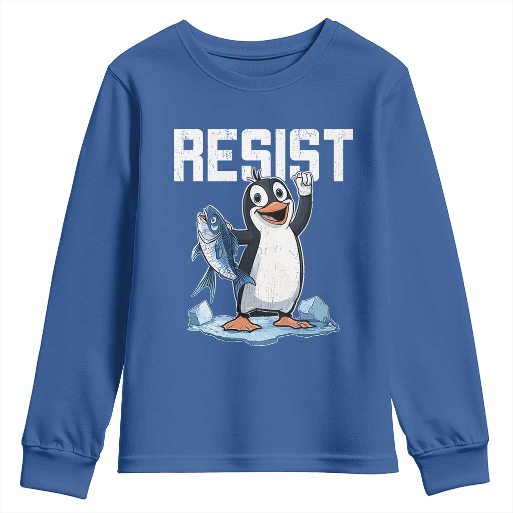 Funny Penguin Resist Youth Sweatshirt Against Tariffs Protest TS02 Royal Blue Print Your Wear