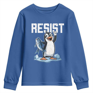 Funny Penguin Resist Youth Sweatshirt Against Tariffs Protest TS02 Royal Blue Print Your Wear