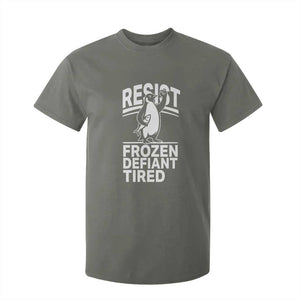 Funny Penguin Resist T Shirt For Kid Frozen Defiant Tired FDT Activism TS02 Military Green Print Your Wear