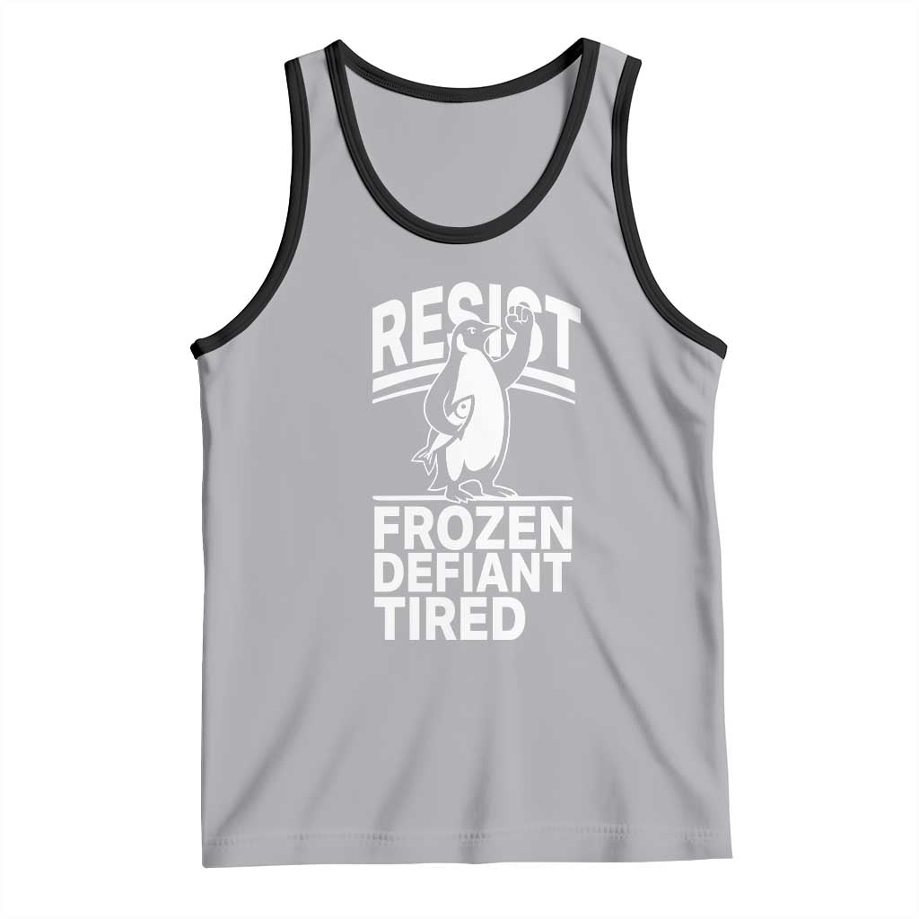 Funny Penguin Resist Tank Top Frozen Defiant Tired FDT Activism TS02 Athletic Heather Black Print Your Wear