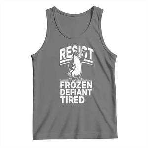 Funny Penguin Resist Tank Top Frozen Defiant Tired FDT Activism TS02 Black Heather Print Your Wear