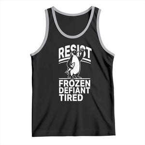 Funny Penguin Resist Tank Top Frozen Defiant Tired FDT Activism TS02 Black Athletic Heather Print Your Wear