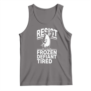 Funny Penguin Resist Tank Top Frozen Defiant Tired FDT Activism TS02 Deep Heather Print Your Wear