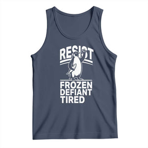 Funny Penguin Resist Tank Top Frozen Defiant Tired FDT Activism TS02 Navy Print Your Wear