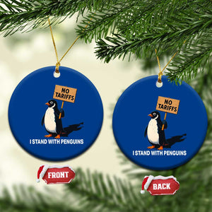 Funny Penguin Resist Ceramic Ornament No Tariffs I Stand With Penguins TS02 1pc Blue Print Your Wear