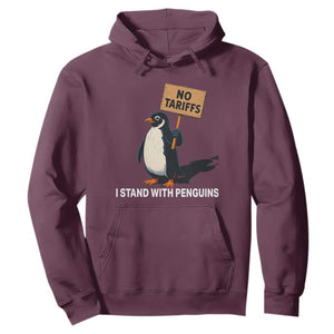 Funny Penguin Resist Hoodie No Tariffs I Stand With Penguins TS02 Maroon Print Your Wear