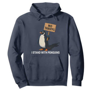 Funny Penguin Resist Hoodie No Tariffs I Stand With Penguins TS02 Navy Print Your Wear
