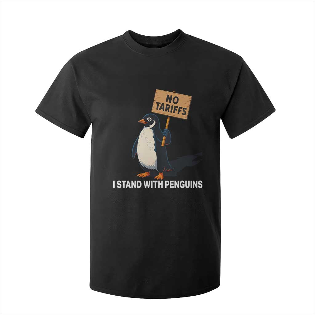 Funny Penguin Resist T Shirt For Kid No Tariffs I Stand With Penguins TS02 Black Print Your Wear