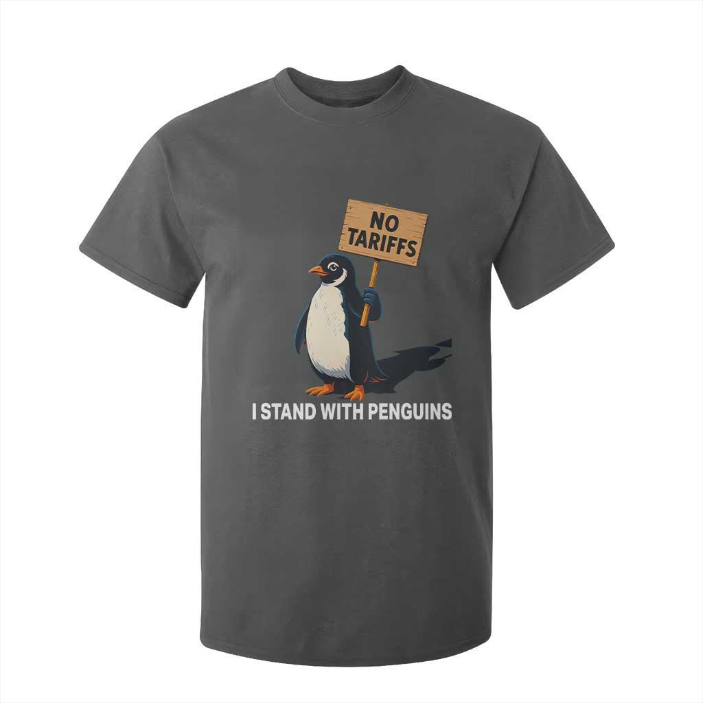Funny Penguin Resist T Shirt For Kid No Tariffs I Stand With Penguins TS02 Dark Heather Print Your Wear