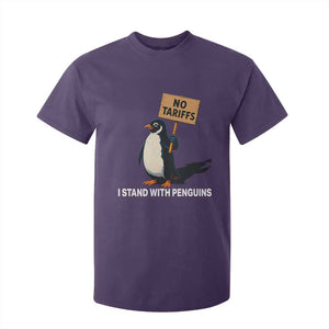 Funny Penguin Resist T Shirt For Kid No Tariffs I Stand With Penguins TS02 Purple Print Your Wear