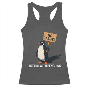 Funny Penguin Resist Racerback Tank Top No Tariffs I Stand With Penguins TS02 Dark Heather Print Your Wear
