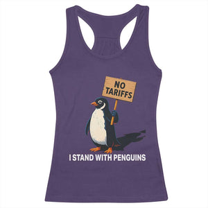 Funny Penguin Resist Racerback Tank Top No Tariffs I Stand With Penguins TS02 Purple Print Your Wear