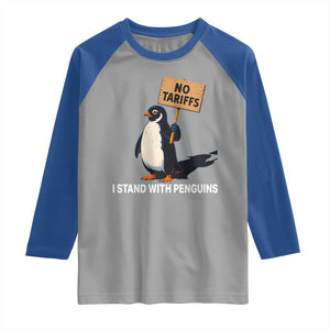 Funny Penguin Resist Raglan Shirt No Tariffs I Stand With Penguins TS02 Sport Gray Royal Print Your Wear